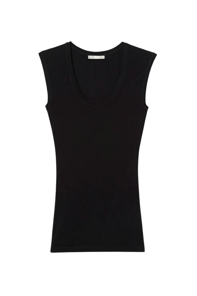 The Second Skin Top 1 by Bite Studios is a versatile, sustainable, and chic sleeveless tank top made from semi-transparent organic cotton that adds a touch of sophistication to any outfit.