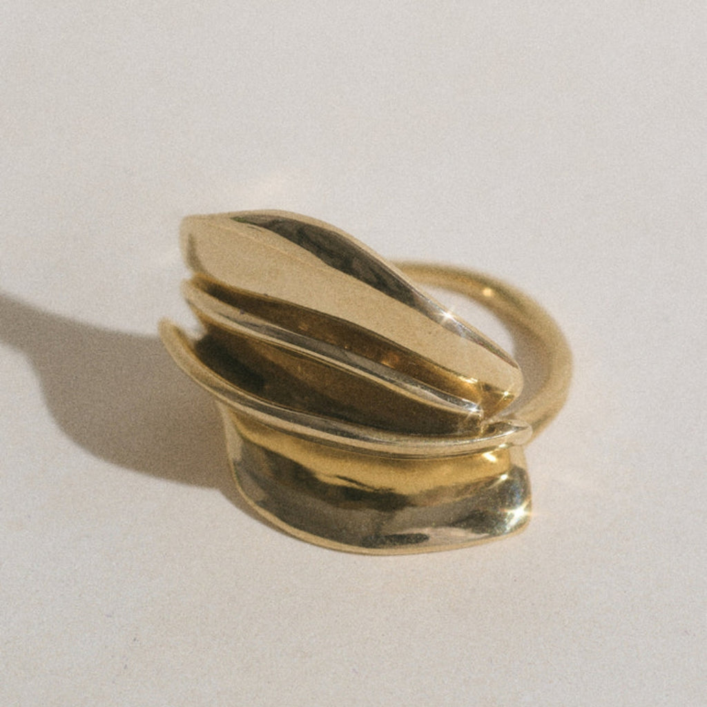 Gold ring with a unique design  Ranunculus Ring Ariana Boussard-Reifel