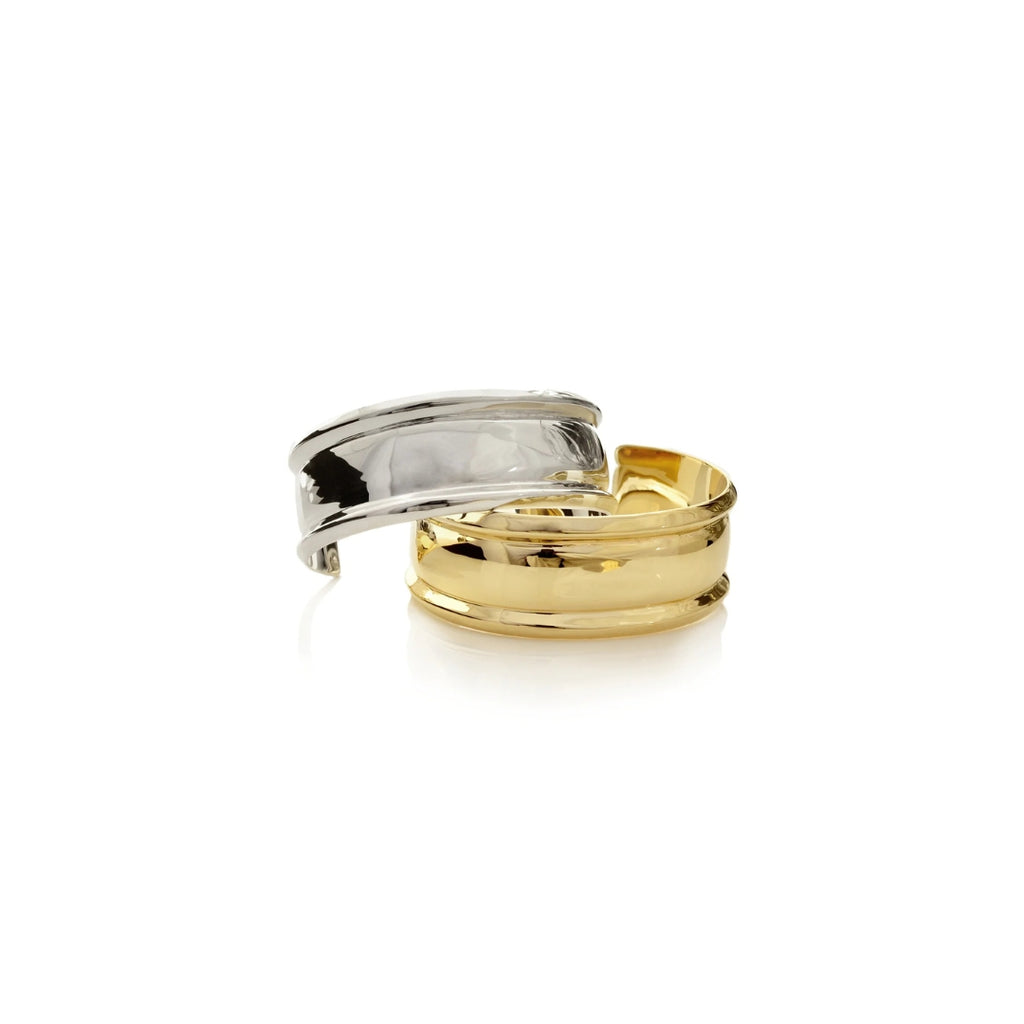 Gold and silver rings on a white background