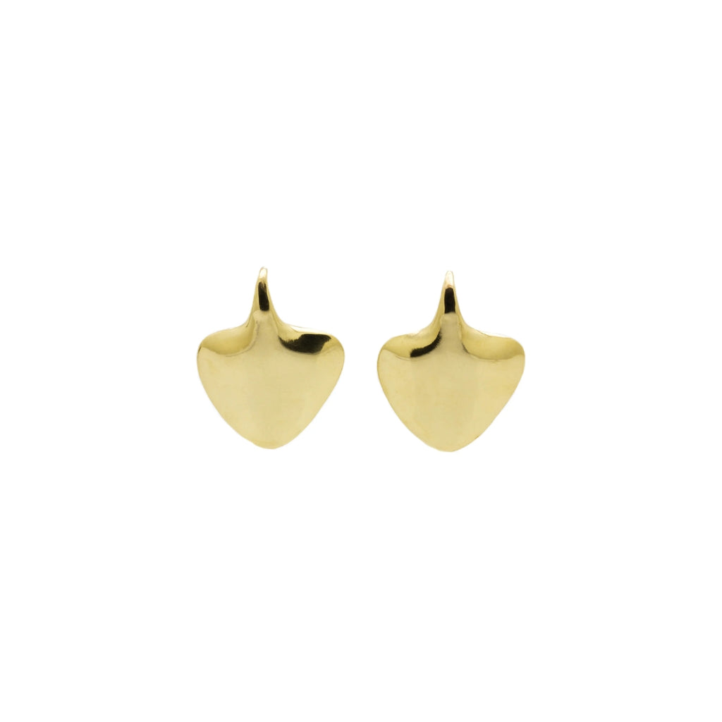 Gold heart-shaped earrings on a white background
