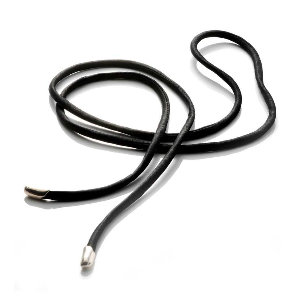 Black snake-like object on a white background