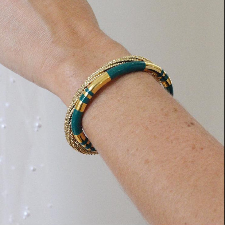 Aurelie Bidermann Positano Bangle Green Emerald
