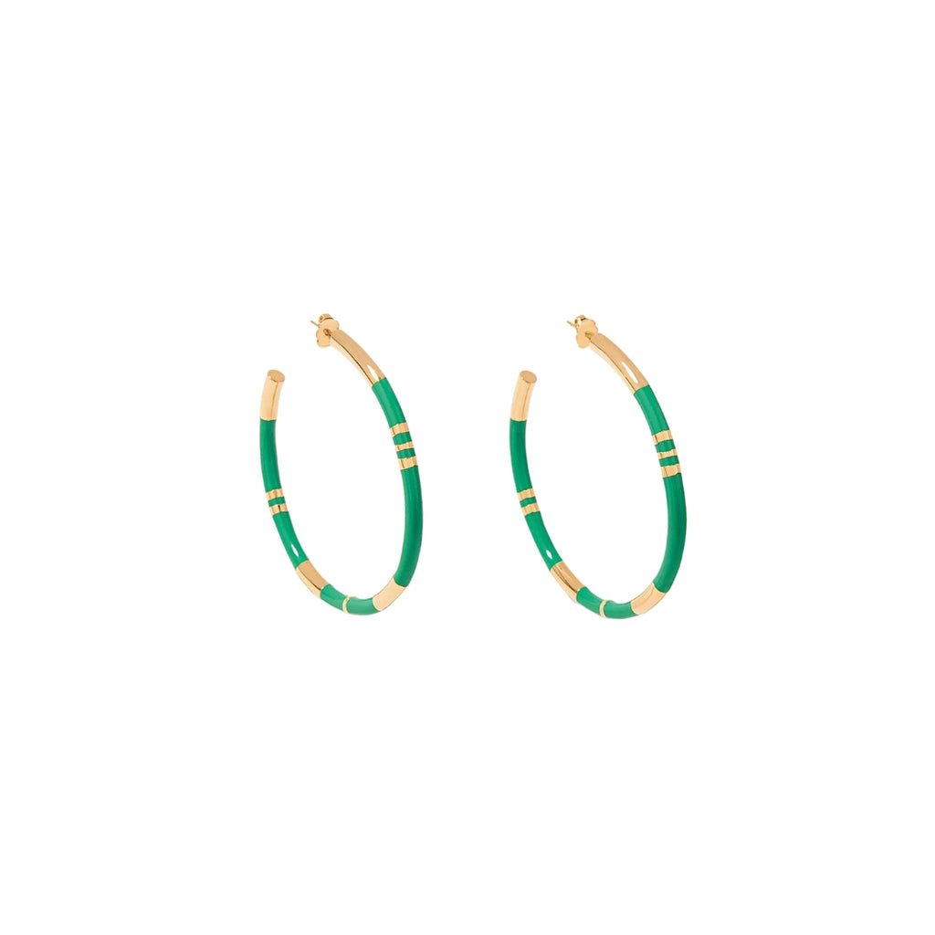 Aurelie Bidermann Positano Hoop Earrings Green Emerald