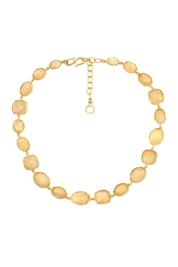 Elevate your style with the luxurious and playful Cabochons Necklace from Goossens Paris, featuring carefully selected and cut natural rock crystal stones known for their clarity and healing properties, making it a unique and meaningful addition to any jewelry collection.
