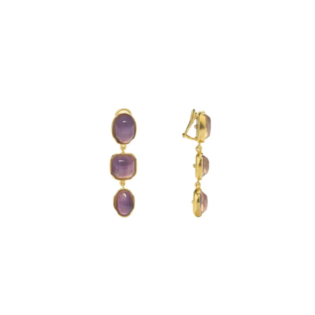 Cabochons three pendants earrings orchid Goossens luxury fashion jewelry designer buy