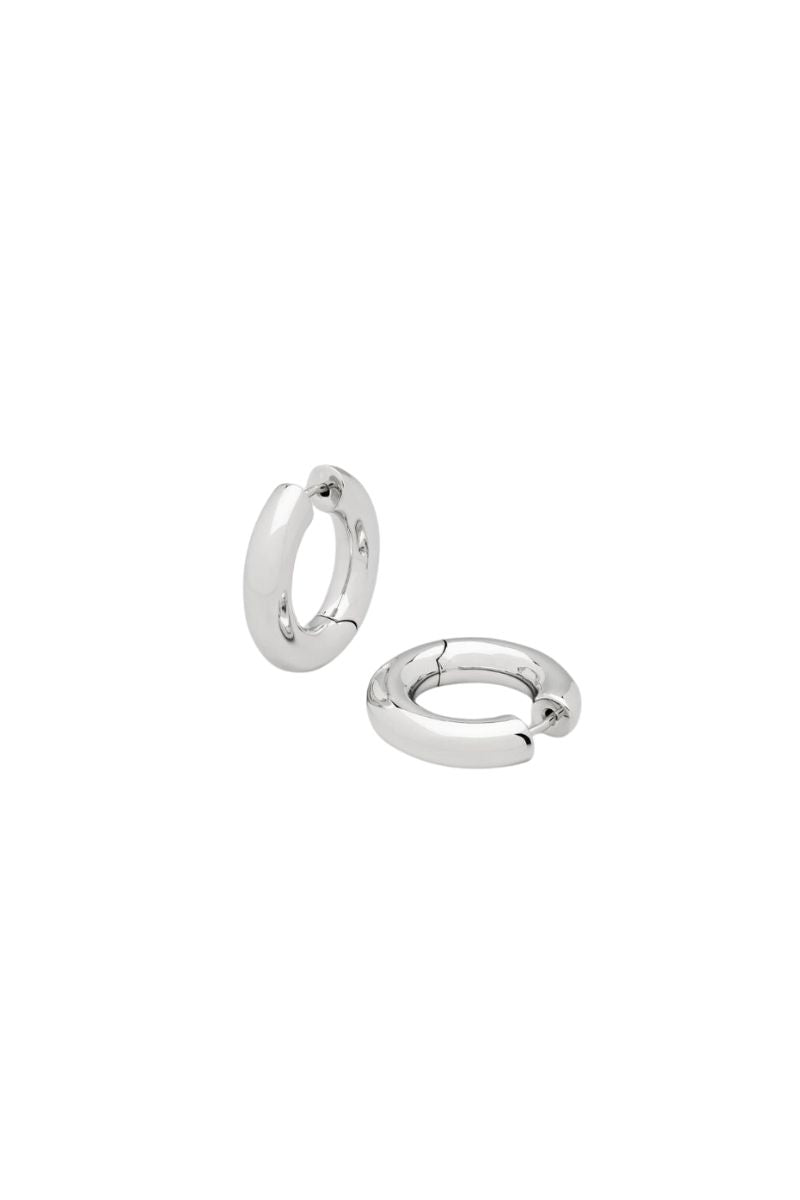 Chunky Hoops Medium Silver Earrings