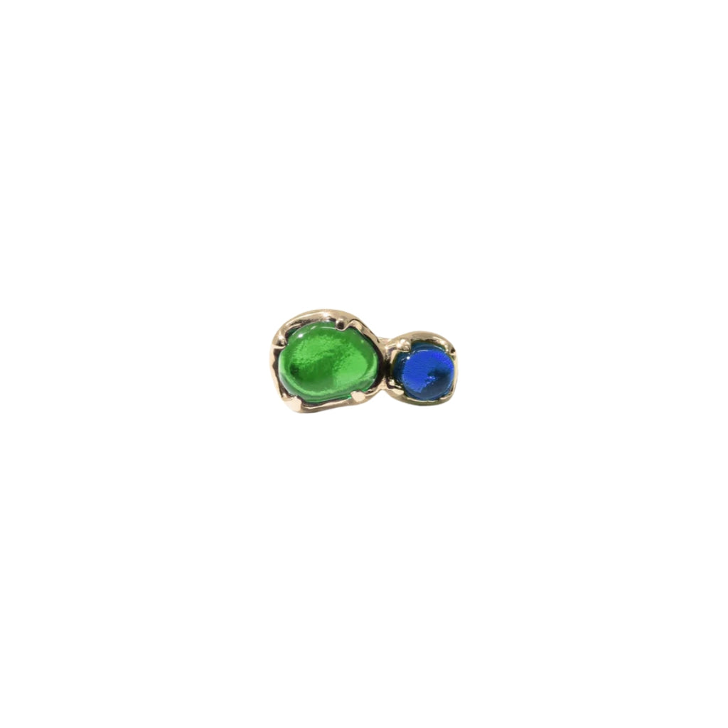 Cled Duo Beam Ring - Green Blue Gold Plated Brass