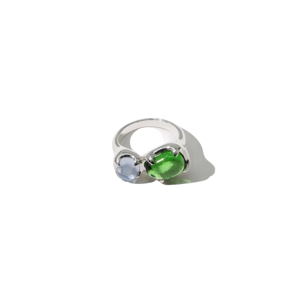 Cled Duo Beam Ring - Green Blue Jay Sterling Silver
