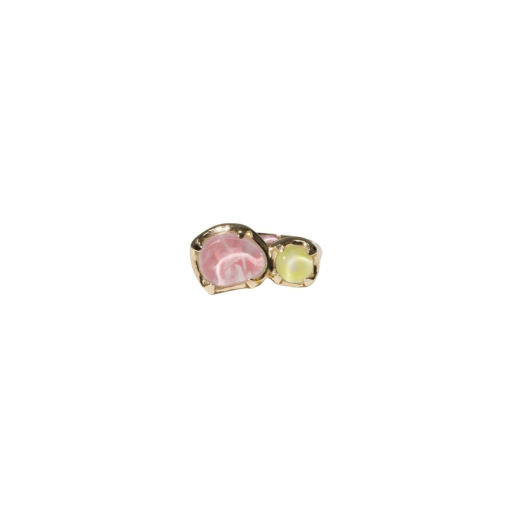 Cled Duo Beam Ring Marble - Peony Daisy Gold Plated Brass