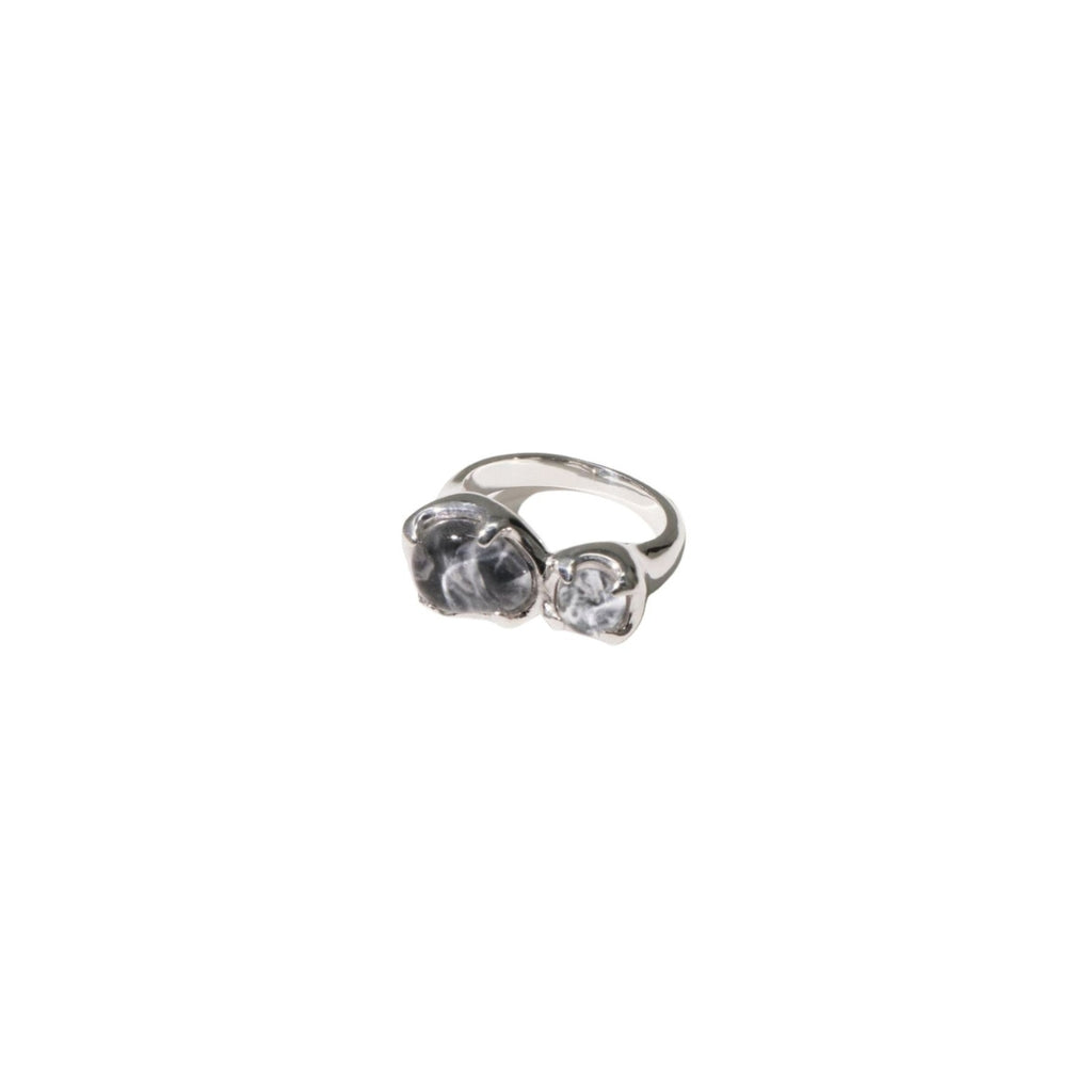 Cled Duo Beam Ring Marble - Zebra Sterling Silver