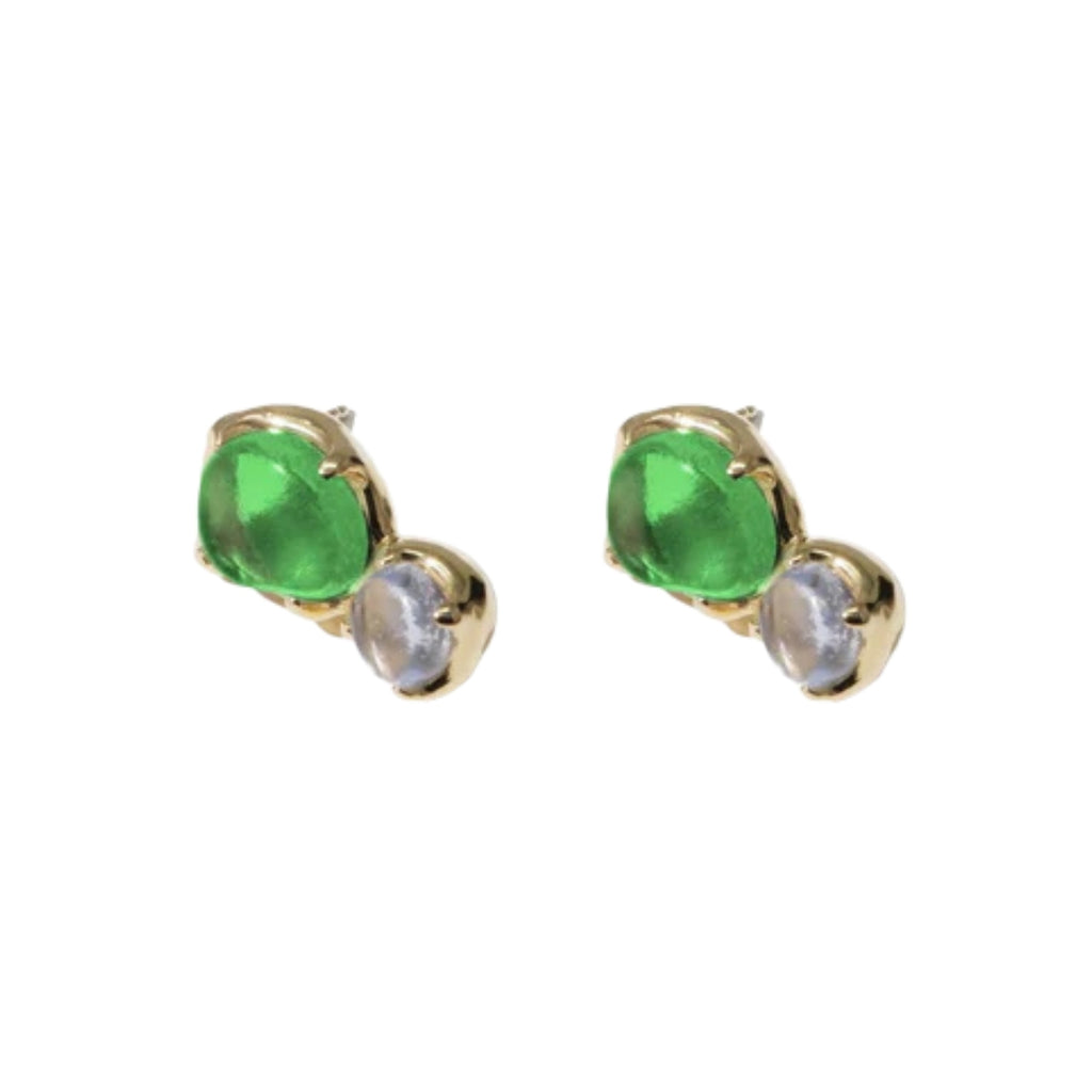 Cled Duo Beam Earrings - Green Blue Jay Sterling Silver