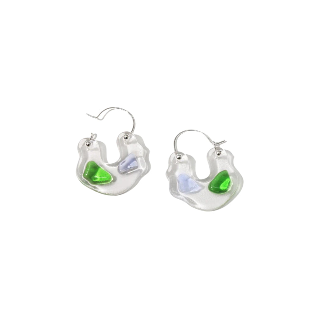 Cled Ray Hoop Earrings - Green Blue Jay Sterling Silver
