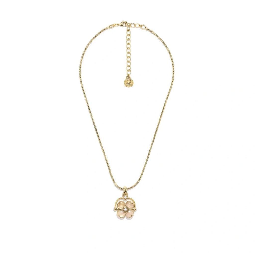 Clover Necklace Rose Quartz Goossens_maison muguet luxury fashion jewelry