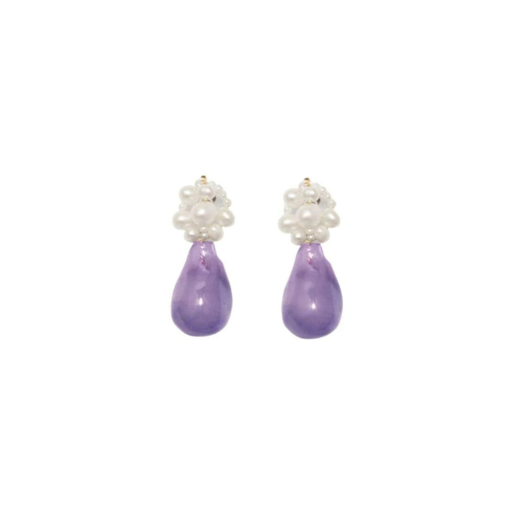 Completedworks Tra la la Pear land Lilac Resin Gold Vermeil Earrings