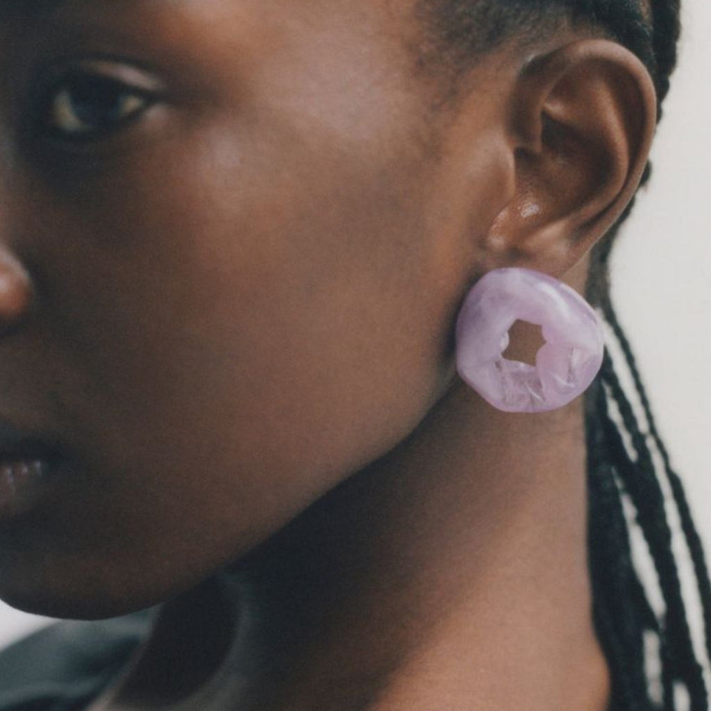 Completedworks Scrunch Lilac Resin and Gold Vermeil Earrings