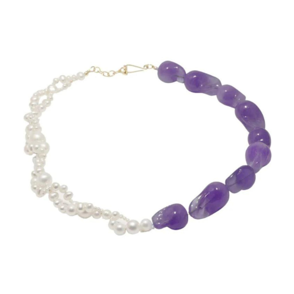 Completedworks Parade of Possibilities II Pearl and Lilac Resin Gold Plated Necklace