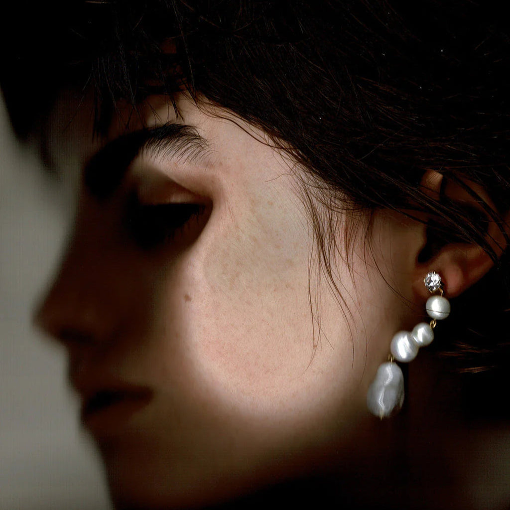 Completedworks The Cairn Pearl Zirconia and white Bio Resin Gold Vermeil Earrings