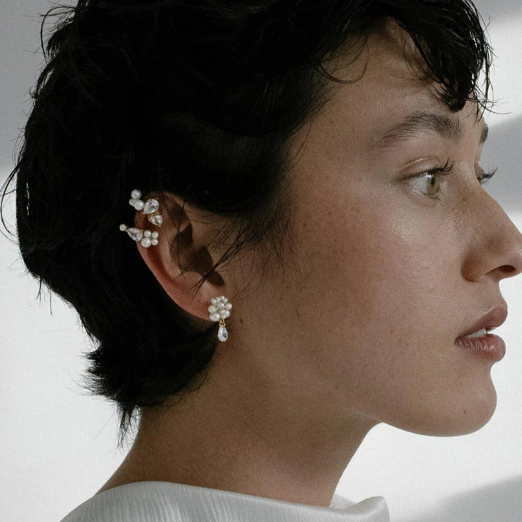 Completedworks Time Is Layered In Ice Pearl and Zirconia Gold Vermeil Earrings