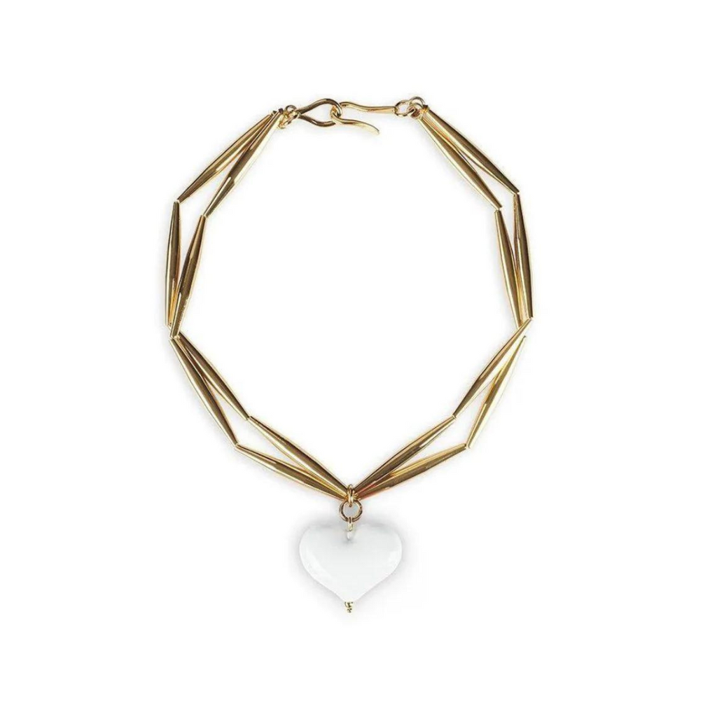 Cuore Duo Necklace Snow white maison muguet luxury fashion designer
