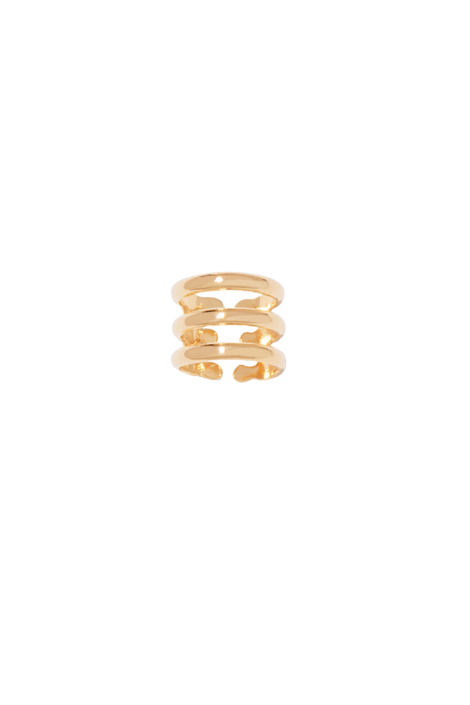 Manchette Esteban ring by Aurélie Bidermann - wide band with glossy texture, rich gold color, perfect for all occasions.