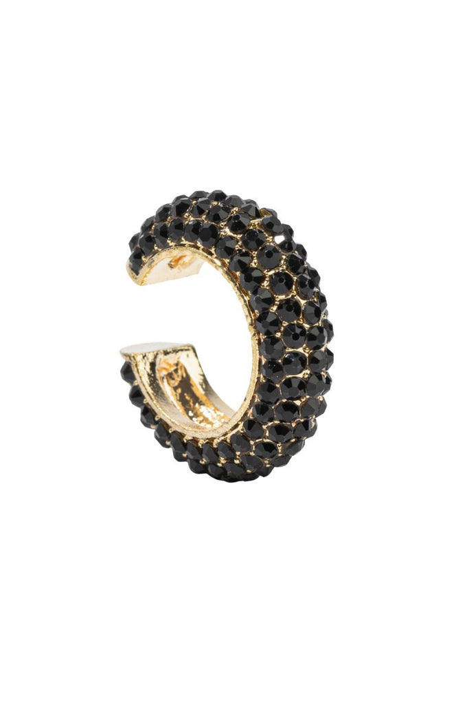 Make a statement with the bold and glamorous Fat Black Diamond Ear Cuff from PEARL OCTOPUSS.Y, featuring gold plating, zirconia stones, and a personalized monogram stamp inside.