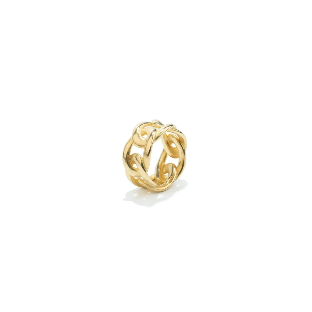 Goossens Lhassa Ring with Big Links Yellow Gold