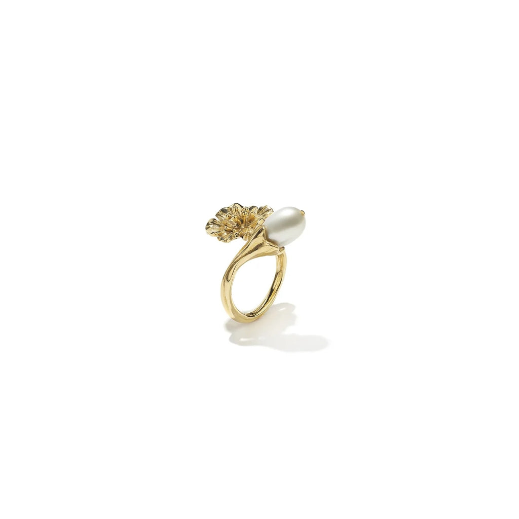 Goossens Fleur de Pavot Poppy Flower Pearl Ring
