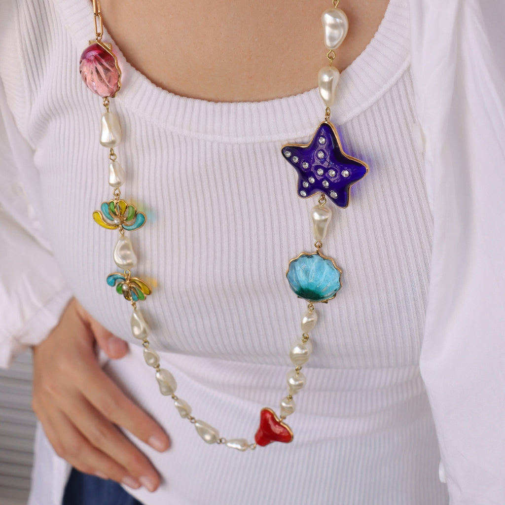 Gripoix Sea Life Long Necklace Gold