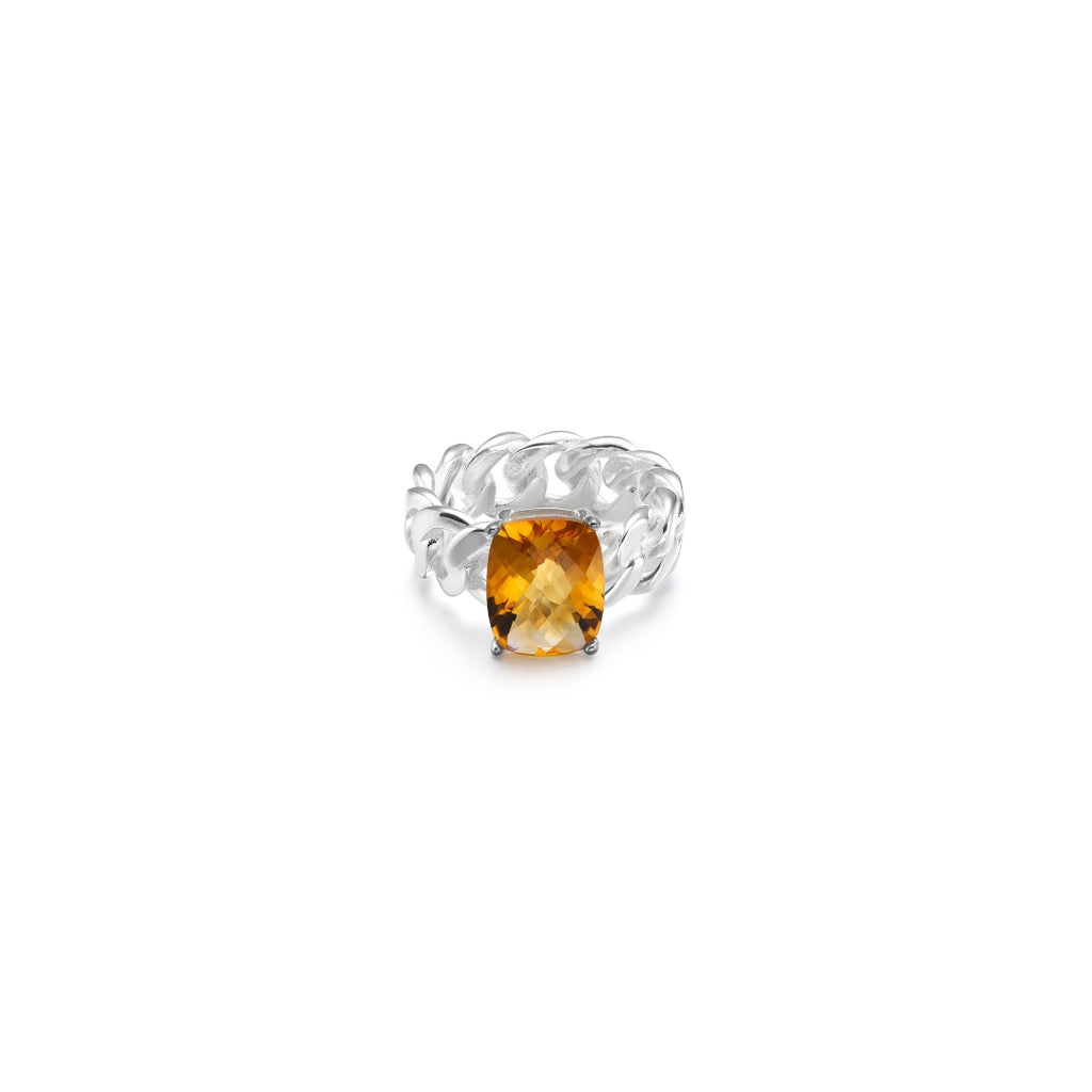 LOUVE Citrine Stone Cuban Ring