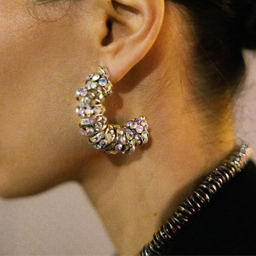 luxury fashion Jewelry Diamond Hoops Silver Pearl Octopussy