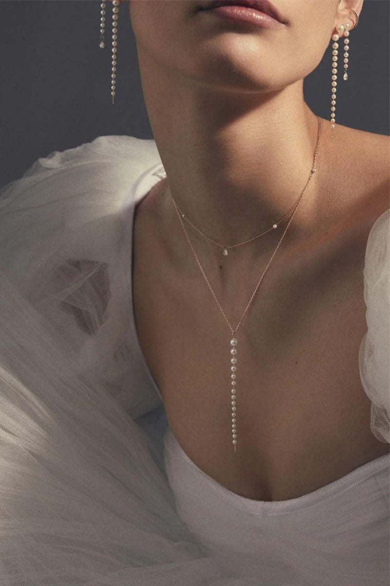 Sea of Beauty Collection. Long Cascading Pearl Drop Necklace