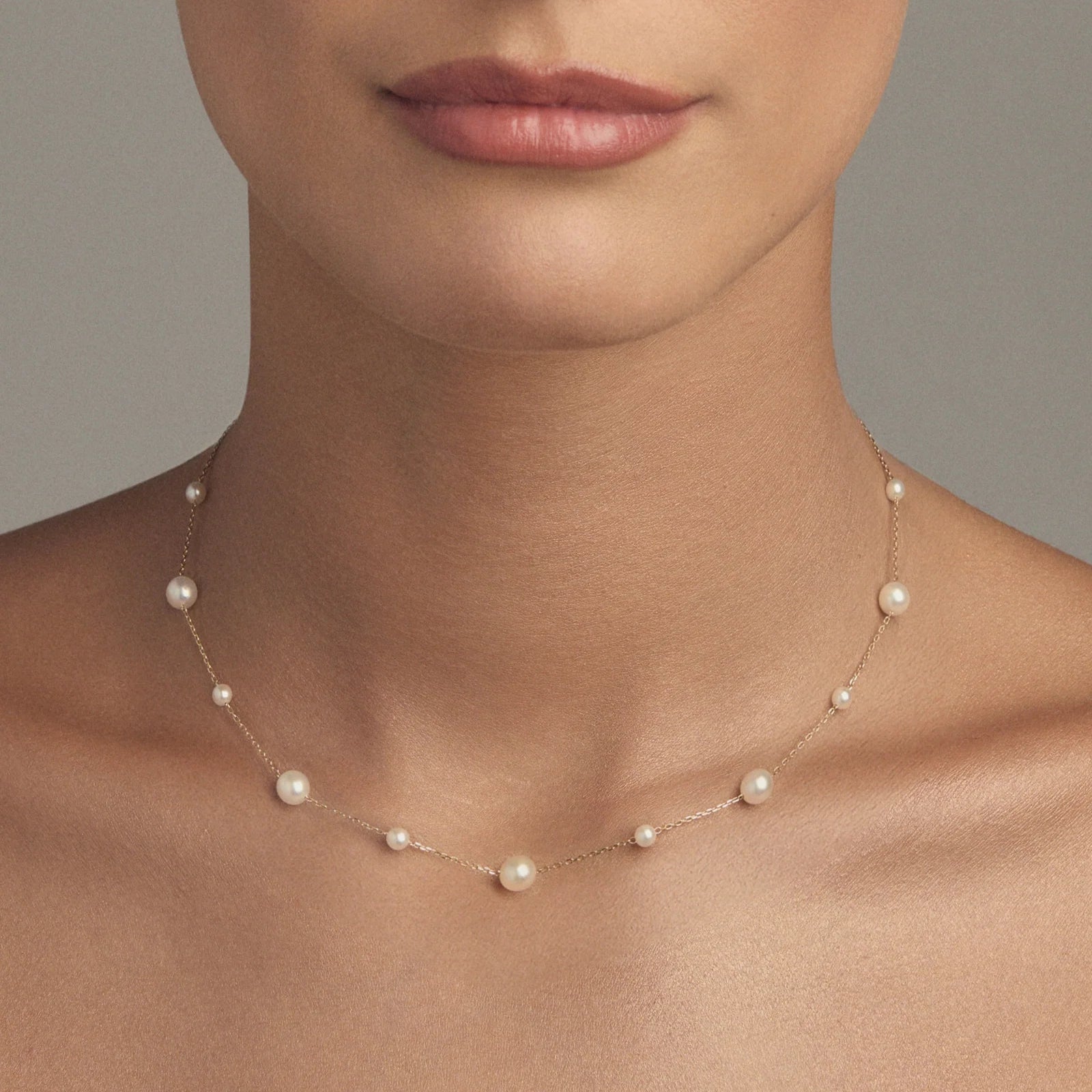 Sea of Beauty. Floating Multi Pearl Necklace by Mizuki