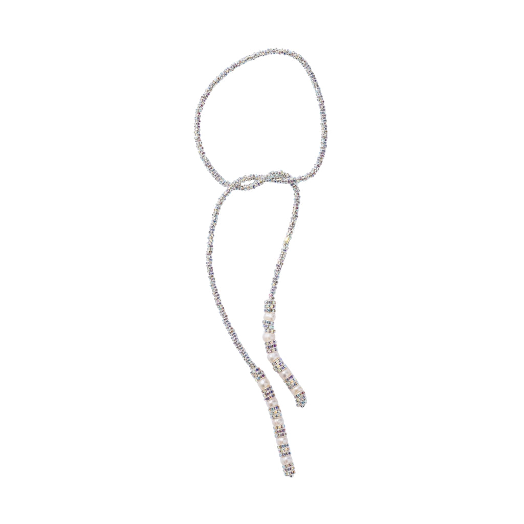 Necklace with small beads on a white background