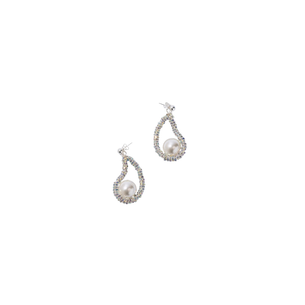 Pair of pearl earrings on a white background