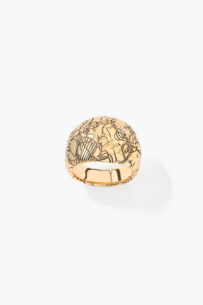 Experience the magical beauty of the Rosalba ring by Aurélie Bidermann, a breathtaking piece of jewelry featuring delicate golden flowers reminiscent of vintage lace.