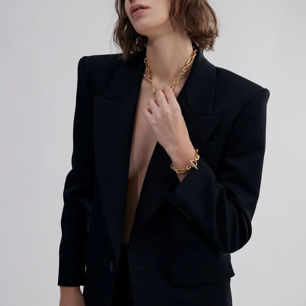 Signature Chunky Chain Bracelet Gold Louve maison muguet luxury fashion jewelry products