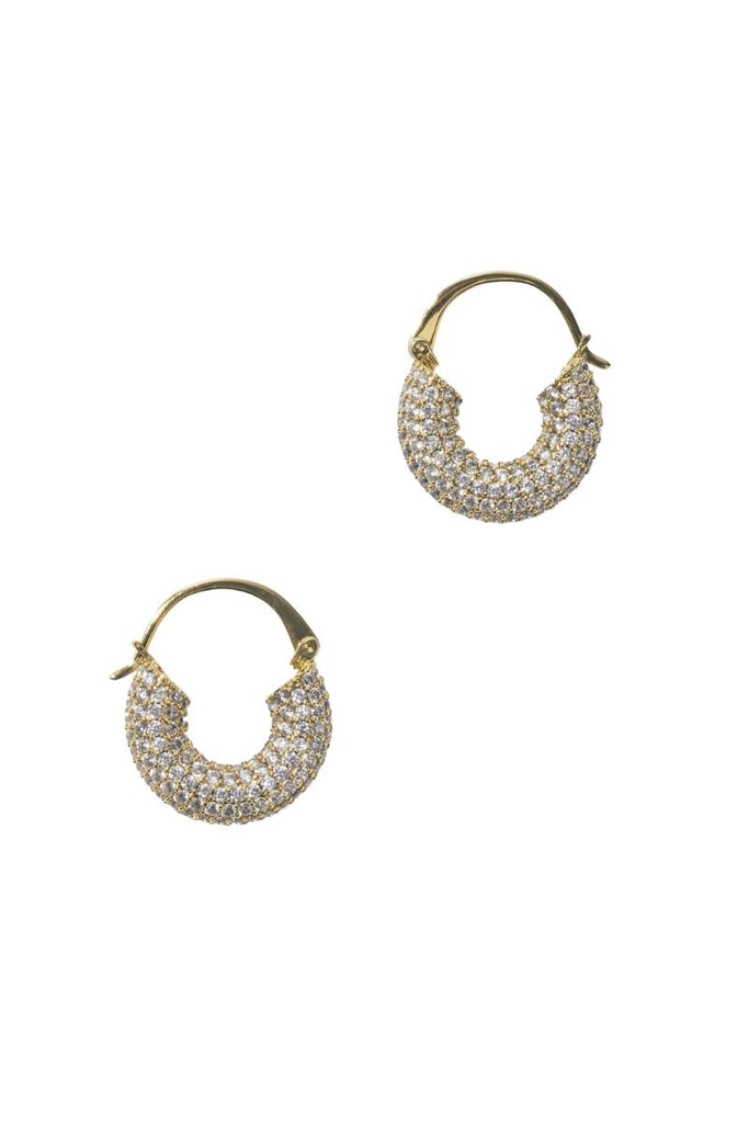 Add a touch of glamour to your style with Pearl Octopuss.y's Small Diamond Hoops, featuring 14K gold 1 micron plated brass and Cubic Zirconia crystals.