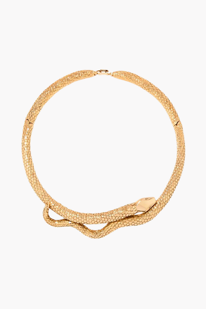 Experience the timeless spirit of the snake with the stunning Tao Necklace by Aurelie Bidermann, crafted with a 750/1000 yellow gold-plated design and innovative finish.
