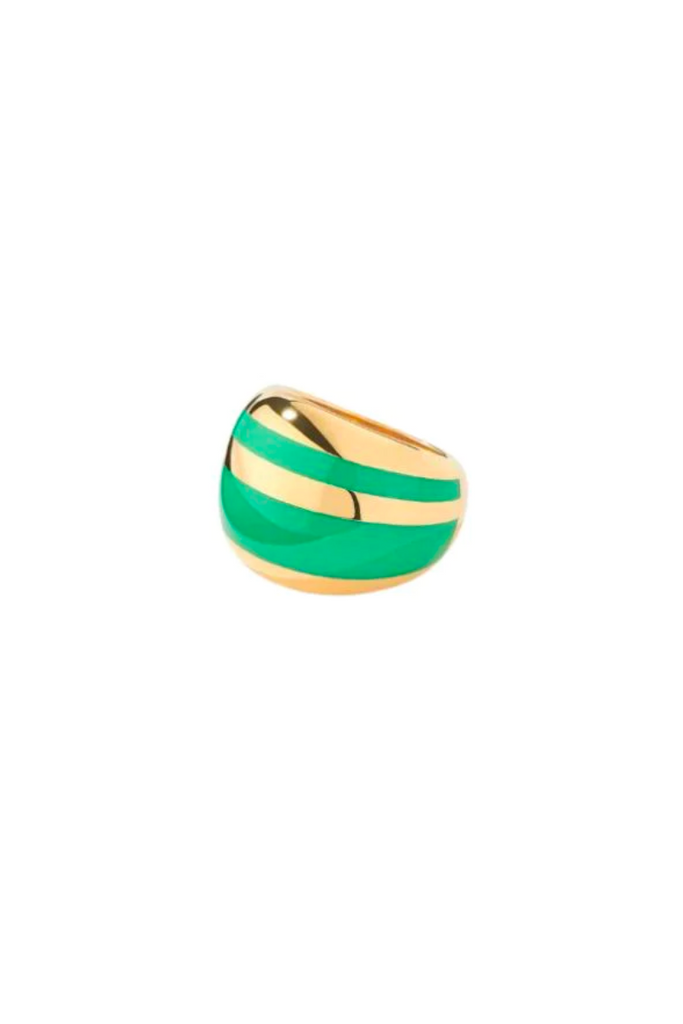  Elevate your jewelry collection with the Tarsila Ring Tropical Green by Aurelie Bidermann, featuring a simple yet elegant design inspired by Brazilian modernist painter Tarsila Do Amaral.