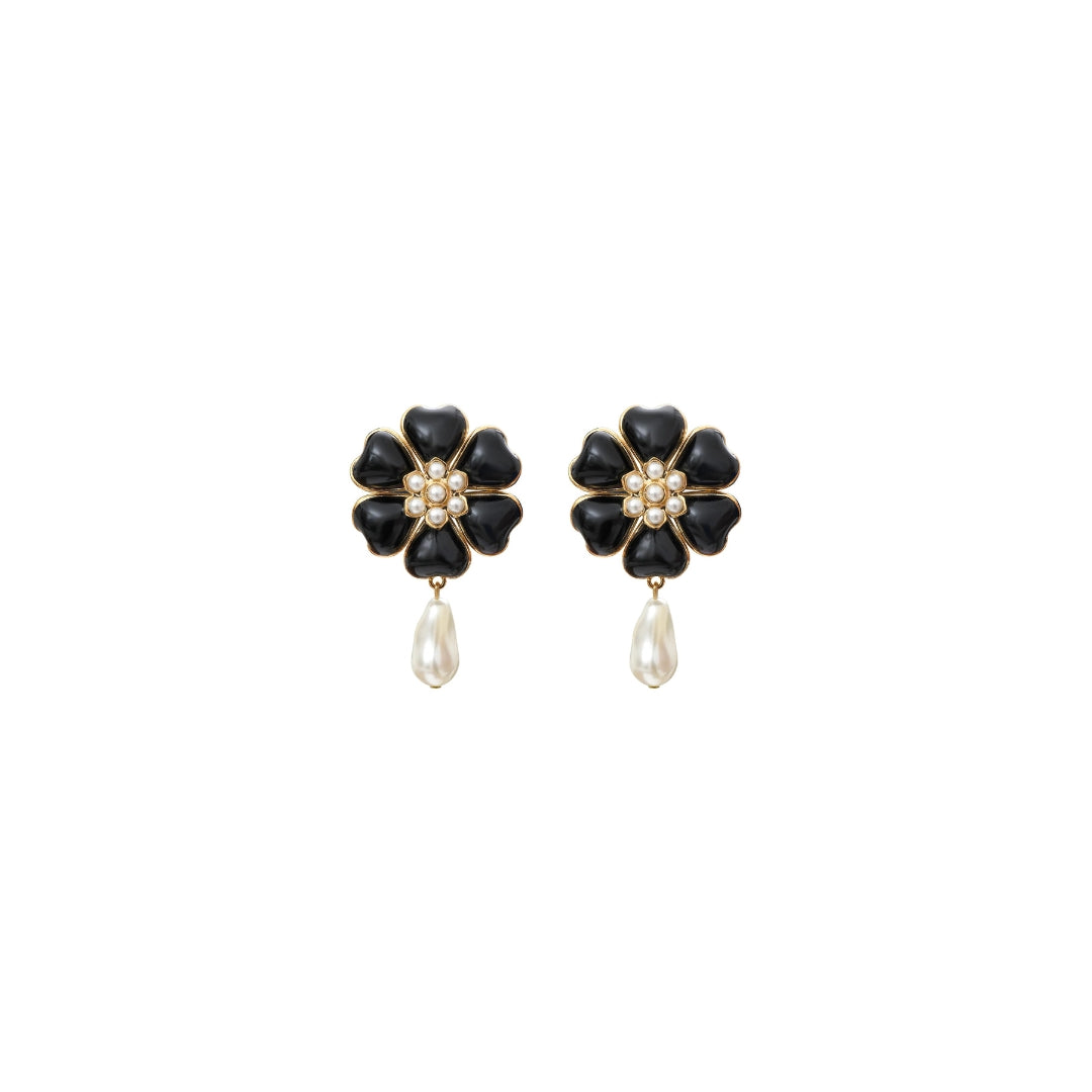 The New Classic Simple Flower_Earrings_Jewelry_Black_Gripoix
