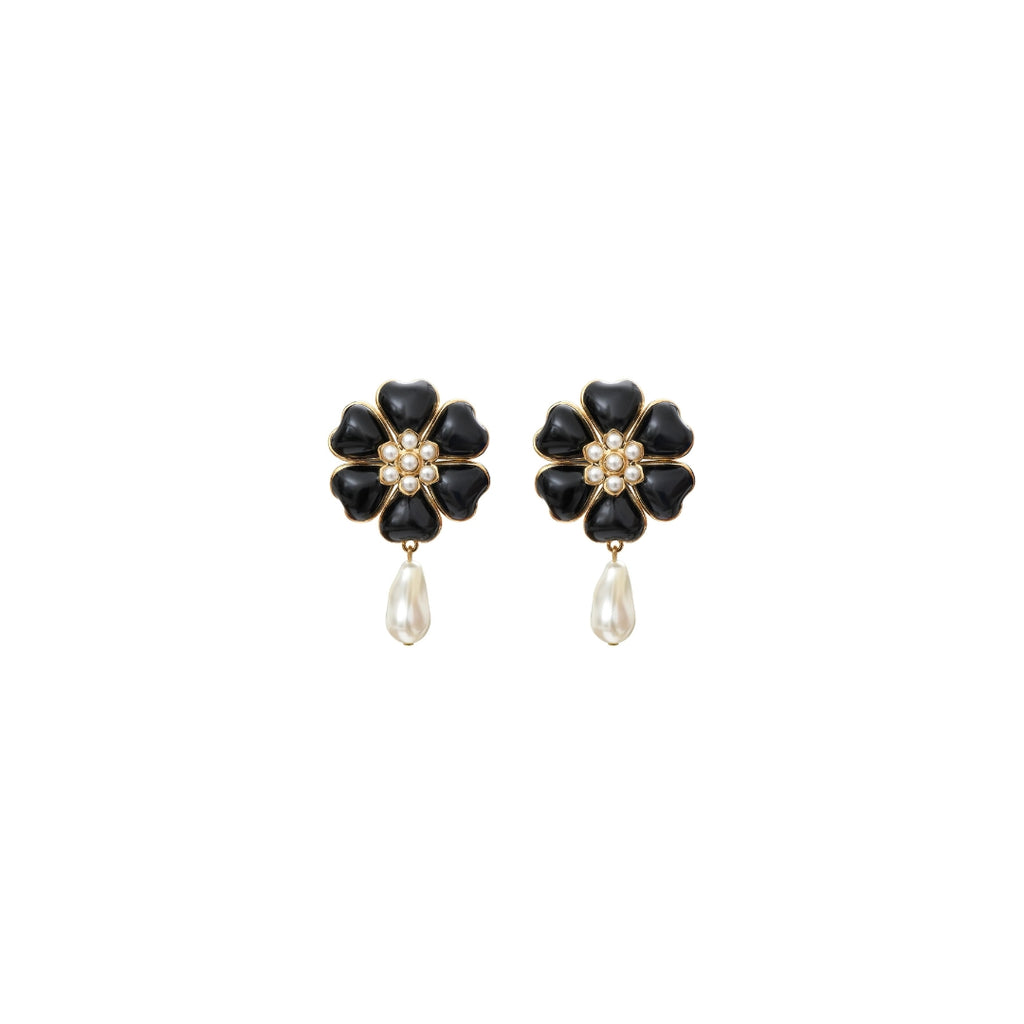 The New Classic Simple Flower_Earrings_Jewelry_Black_Gripoix