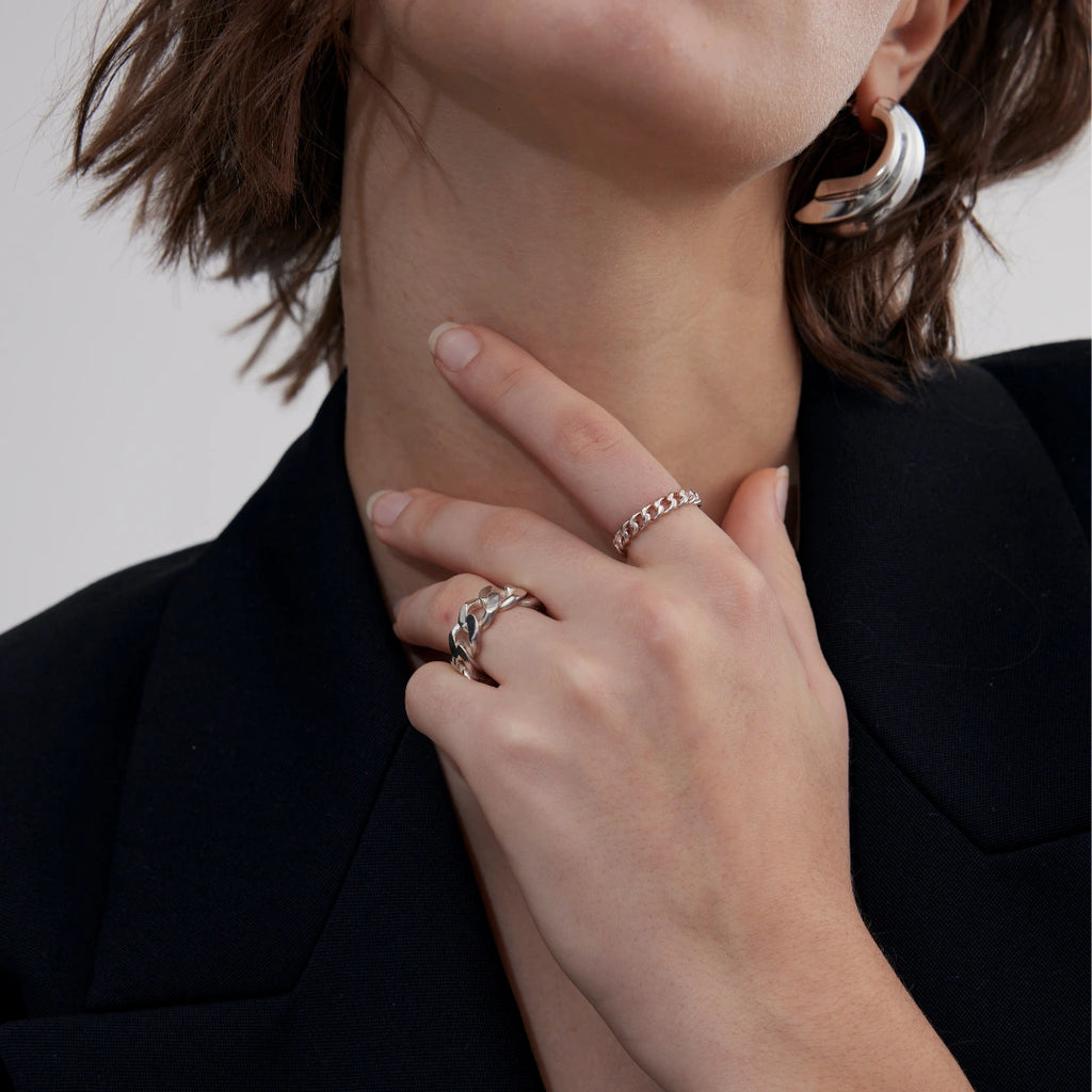 Thin Cuban Ring Silver Louve Maison muguet Luxury fasion jewelry designer