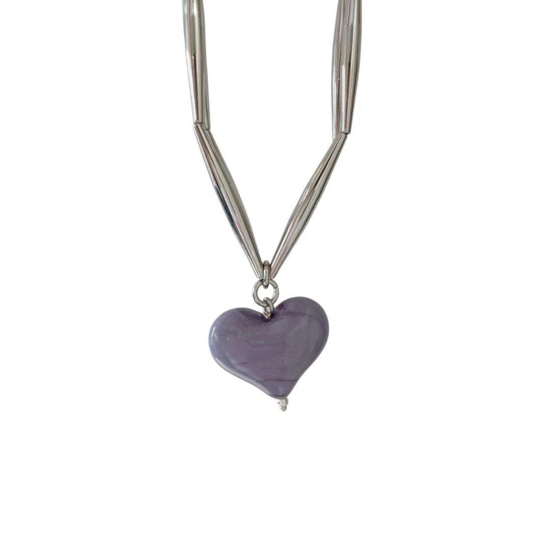 Tohum Cuore Duo Necklace Lilac luxury fashion jewelry