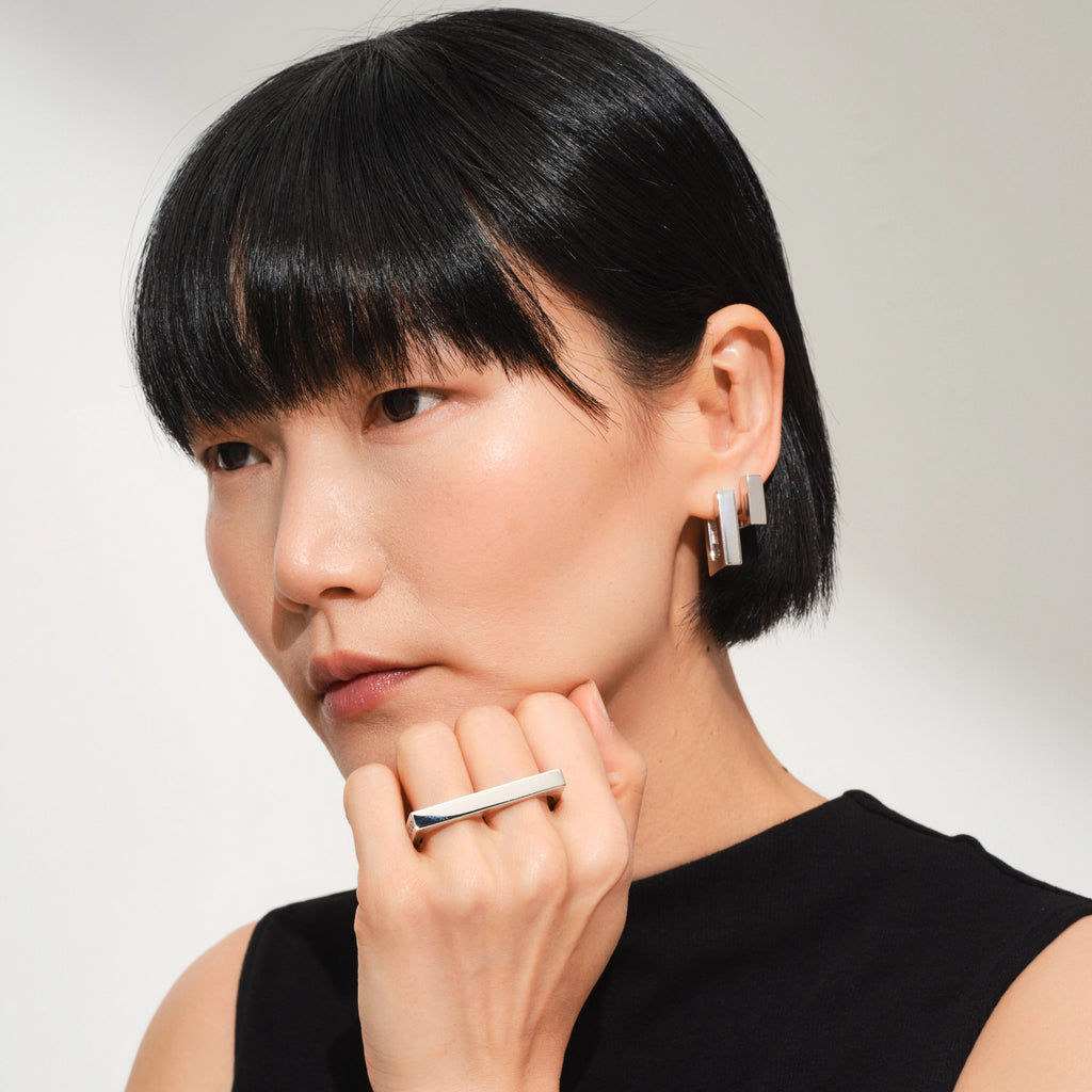 Tom Wood Square Hoops Earrings Silver