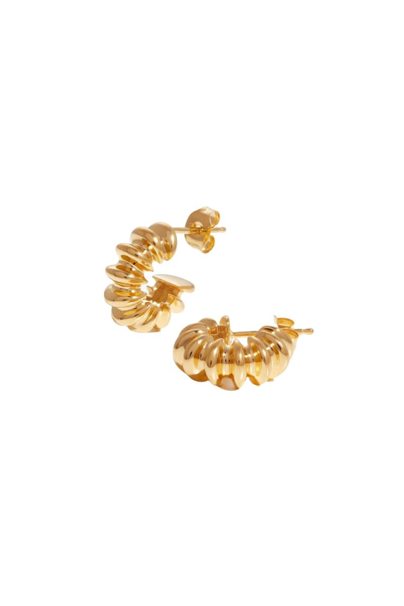 Gold Small Ridged Claw Hoops