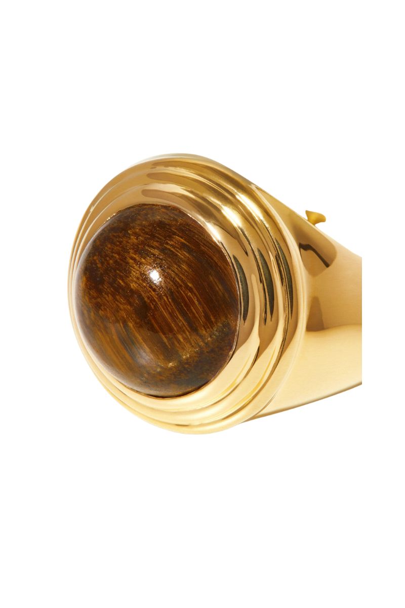 Gold Tigers Eye Sphere Ring