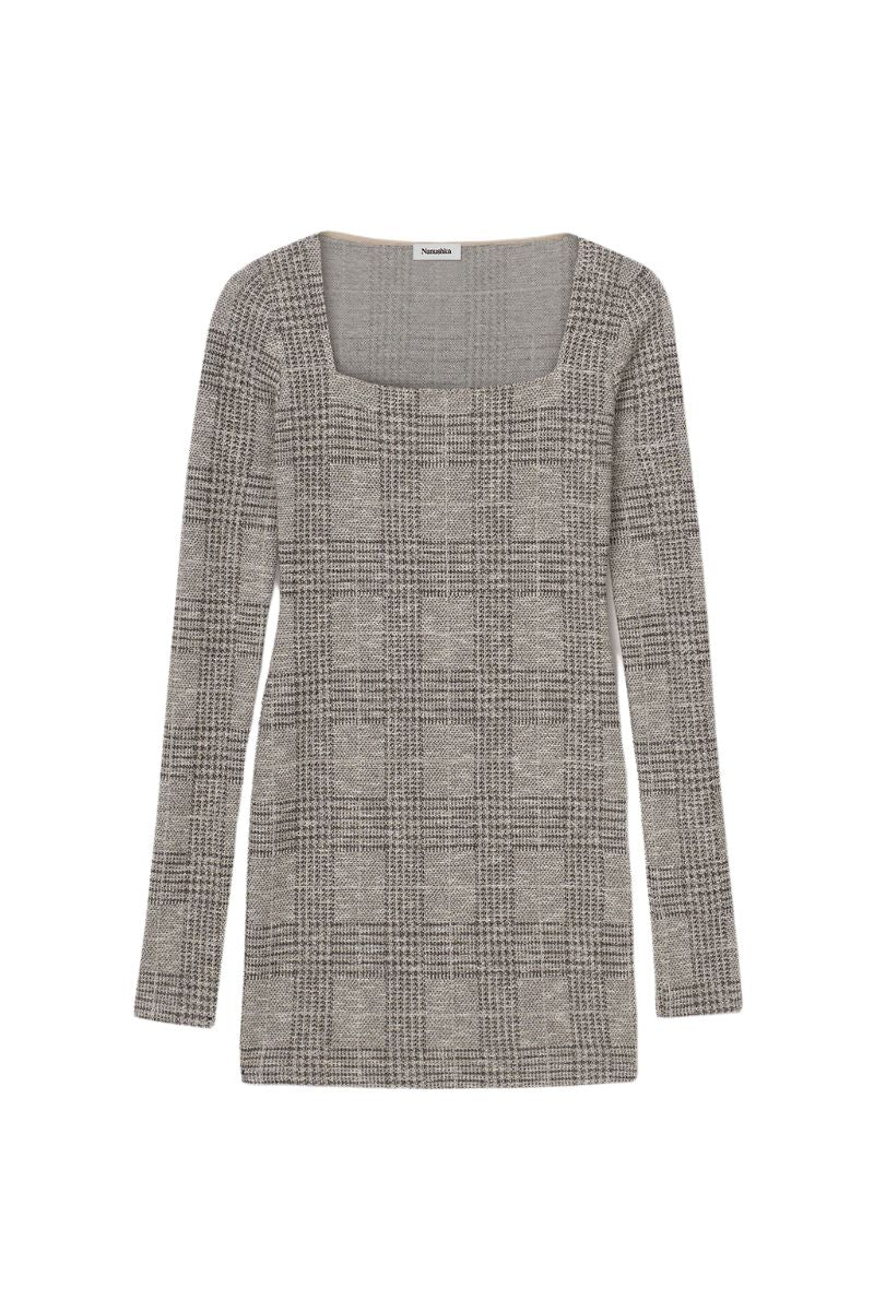 Lovis Square Neck Long Sleeve Dress Grey