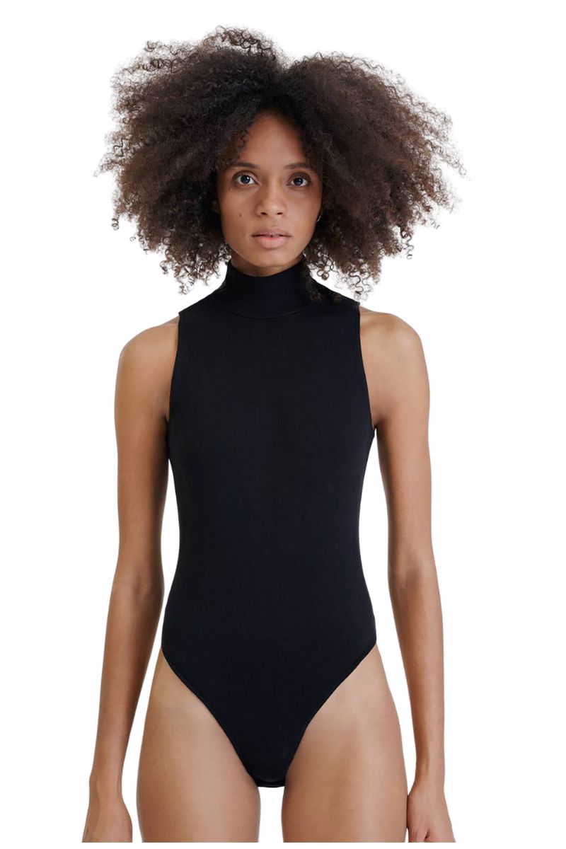 60s Mock Neck Bodysuit Black