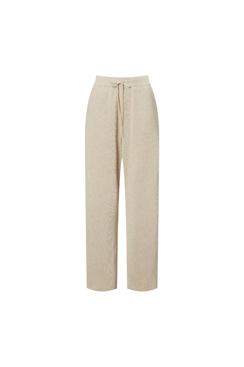 Cotton Blend Knit Pants Beige