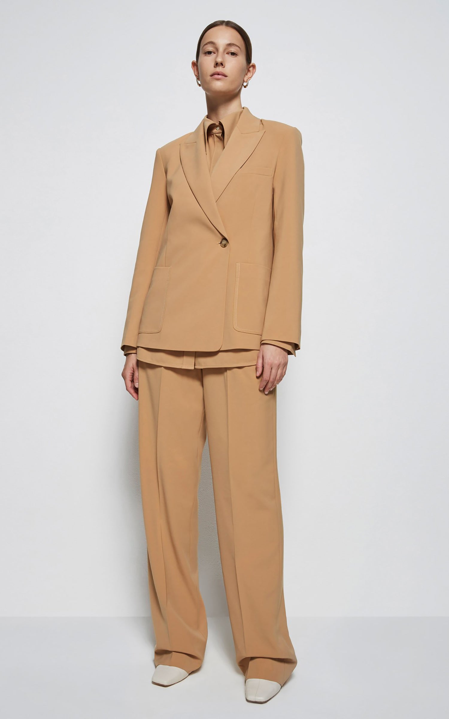 Charlize Eco Twill Combo Oversized Blazer Camel